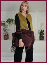 Load image into Gallery viewer, Nooki Vancouver suede fringed tote Plum
