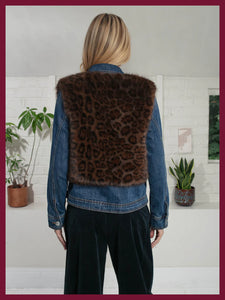 Nooki Edelweiss faux fur gilet Chocolate Leopard
