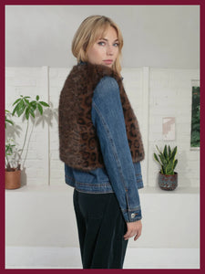 Nooki Edelweiss faux fur gilet Chocolate Leopard