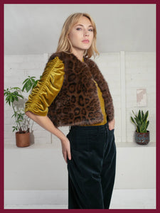 Nooki Edelweiss faux fur gilet Chocolate Leopard