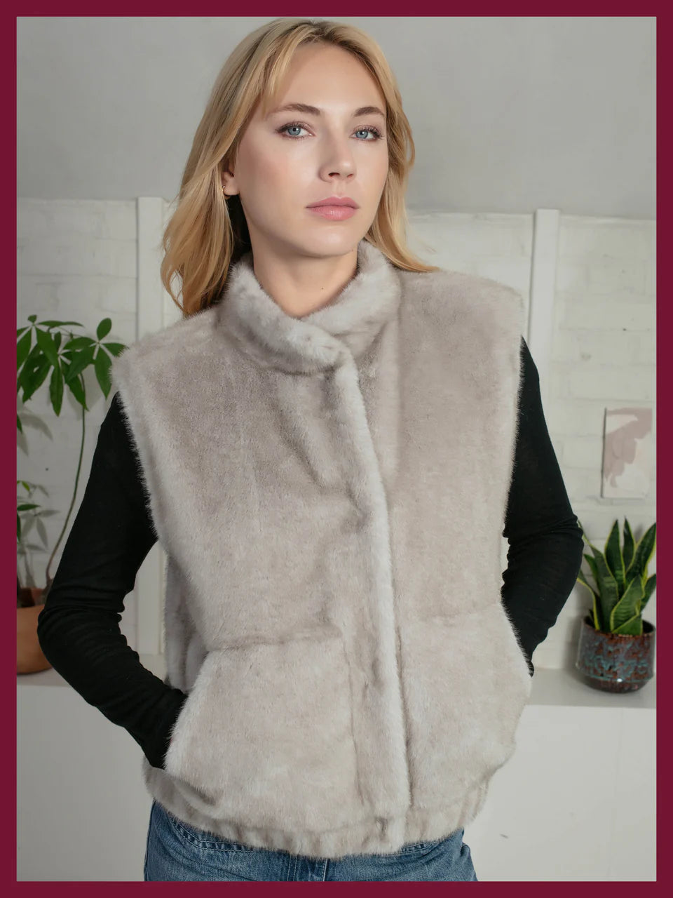 Nooki Isla faux fur gilet Grey