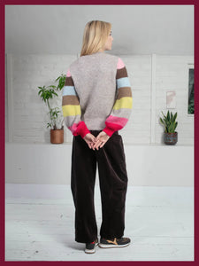 Nooki Claudia barrel leg micro cord trouser Chocolate