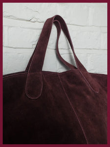 Nooki Vancouver suede fringed tote Plum
