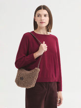Load image into Gallery viewer, Nice Things Faux sheepskin cross body bag Dark Brown
