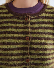 Load image into Gallery viewer, Compañia Fantastica Striped cardigan chocolate Olive
