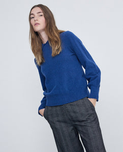 Yerse Polo knit with button cuff Azul