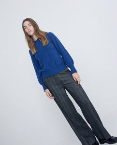 Yerse Polo knit with button cuff Azul