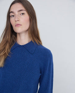 Yerse Polo knit with button cuff Azul