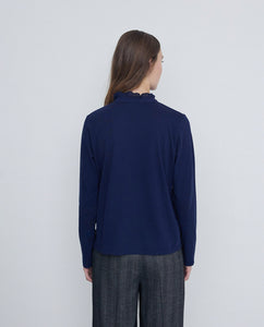 Yerse Polo knit with button cuff Azul