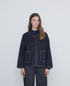 Yerse Blanket edging wool blend jacket Charcoal