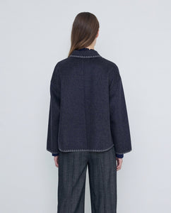 Yerse Blanket edging wool blend jacket Charcoal