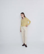 Load image into Gallery viewer, Yerse Corduroy suit trouser deep stitched hem Ecru
