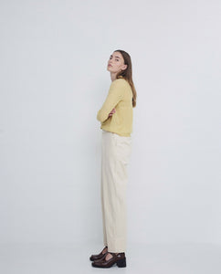 Yerse Corduroy suit trouser deep stitched hem Ecru