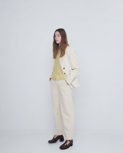 Yerse Corduroy suit trouser deep stitched hem Ecru