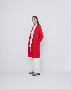 Yerse Boiled wool longline coat Tango Red