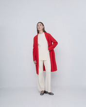 Load image into Gallery viewer, Yerse Boiled wool longline coat Tango Red
