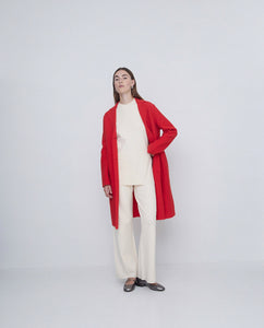 Yerse Boiled wool longline coat Tango Red