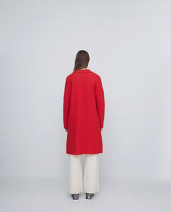 Yerse Boiled wool longline coat Tango Red