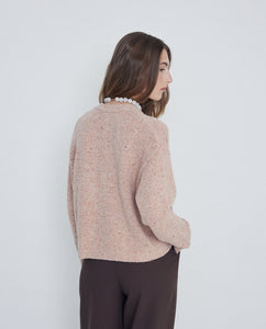 Yerse Nep yarn patch pocket textured cardigan Rosa