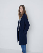 Load image into Gallery viewer, Yerse Boiled wool long line coat Navy
