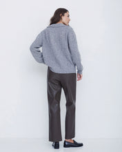 Load image into Gallery viewer, Yerse Polo neck textured yarn sweater Light Grey
