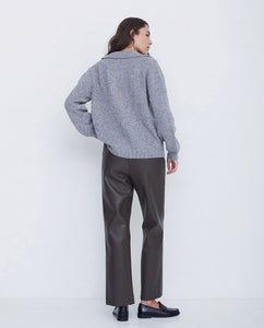 Yerse Polo neck textured yarn sweater Light Grey