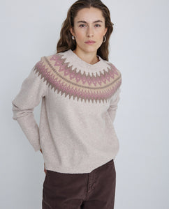 Yerse jacquard neck sweater Soft Neutrals