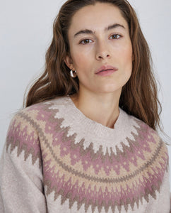 Yerse jacquard neck sweater Soft Neutrals