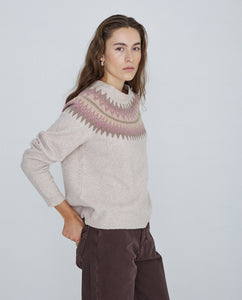 Yerse jacquard neck sweater Soft Neutrals