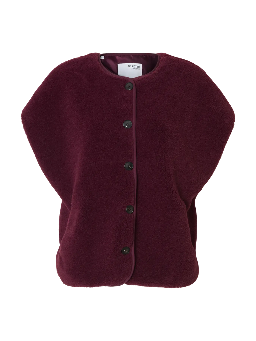 Selected Femme Milla teddy fleece vest Bergundy Fig
