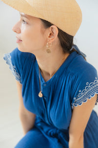 Bonté Ava embroidered cap sleeve dress French Blue