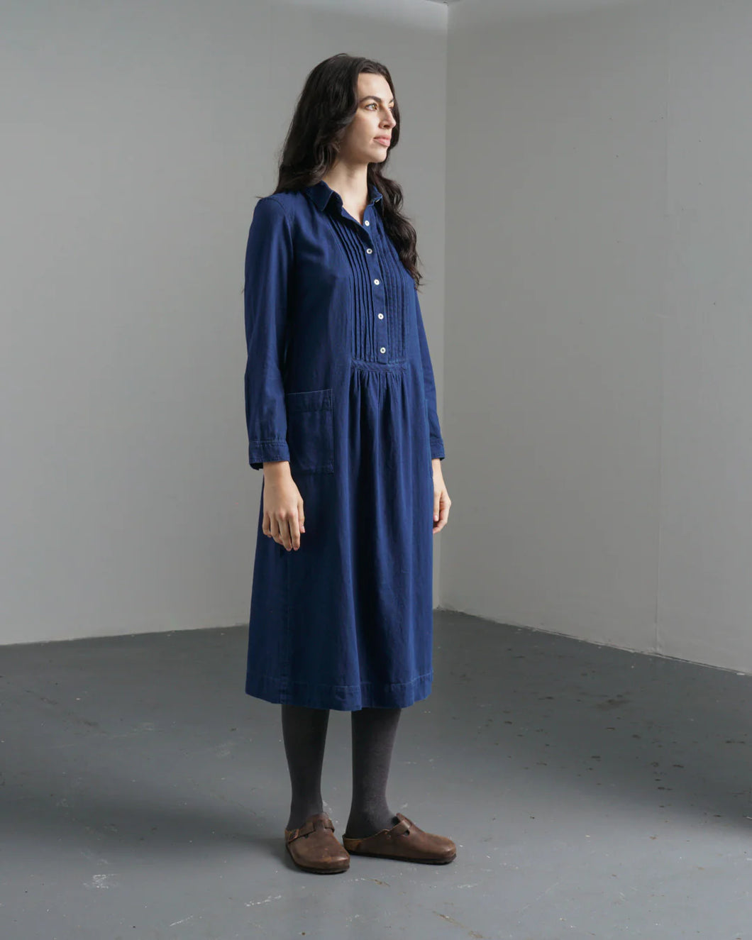 Bibico Jack textured denim shirt dress Indigo