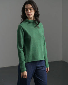 Bibico Aria roll neck merino lambswool jumper Mid Green