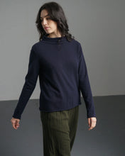 Load image into Gallery viewer, Bibico Aria roll neck merino lambswool jumper Navy
