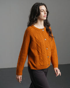 Bibico Derby cable merino wool cardigan Oxide