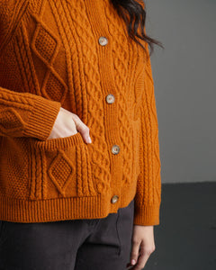 Bibico Derby cable merino wool cardigan Oxide