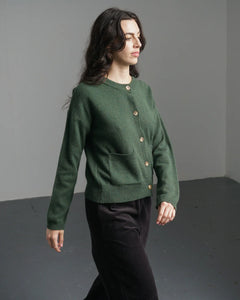 Bibico Mira cropped merino lambswool cardigan Rosemary