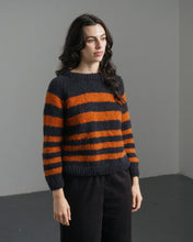 Load image into Gallery viewer, Bibico Force five mohair blend handknit jumper Navy Pumpkin
