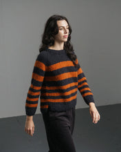 Load image into Gallery viewer, Bibico Force five mohair blend handknit jumper Navy Pumpkin
