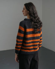 Load image into Gallery viewer, Bibico Force five mohair blend handknit jumper Navy Pumpkin
