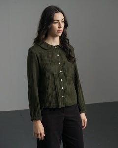 Bibico Jolene Gingham check shirt Olive