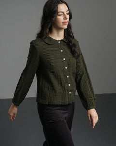 Bibico Jolene Gingham check shirt Olive