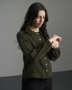 Bibico Jolene Gingham check shirt Olive