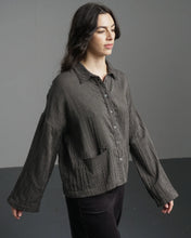 Load image into Gallery viewer, Bibico Anya painters shirt Grey Pinstripe
