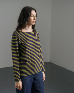 Bibibo Sailor pocket detail top Navy & Chartreuse