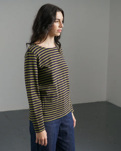 Bibibo Sailor pocket detail top Navy & Chartreuse