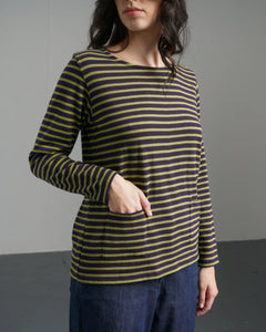 Bibibo Sailor pocket detail top Navy & Chartreuse
