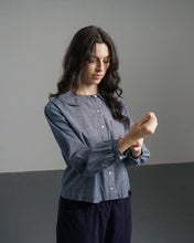 Load image into Gallery viewer, Bibico Jolene peter pan collar shirt Chambray
