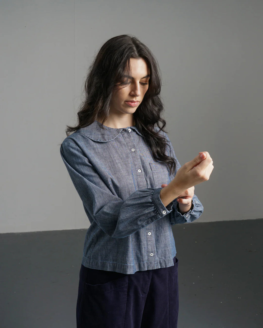 Bibico Jolene peter pan collar shirt Chambray