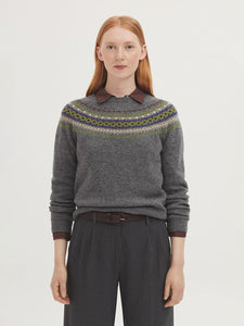 Nice Things Greca jacquard sweater Dark Grey Melange